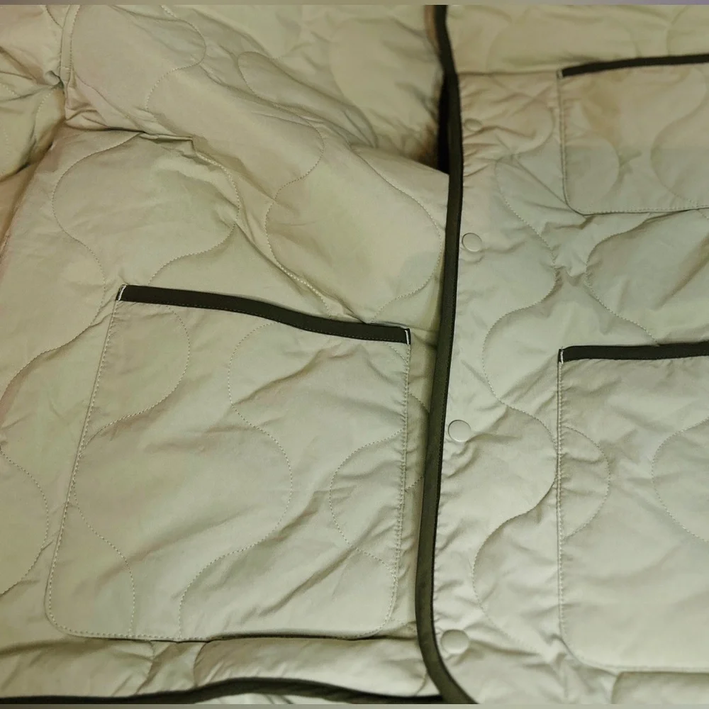 Original Use Quilted Snap Jacket XL Light Olive Green Minimalist Recycled Poly